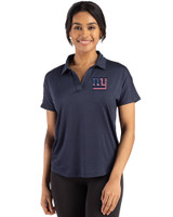 New York Giants Americana Cutter & Buck Coastline Epic Comfort Recycled Womens Dolman Polo Navy Blue Front