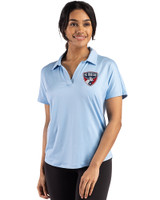 FC Dallas Cutter & Buck Coastline Epic Comfort Recycled Womens Dolman Polo Atlas Light Blue Front