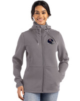 Chicago Bears NFL Helmet Cutter & Buck Roam Epic Versatility Recycled Womens Full Zip Hooded Jacket Elemental Grey Front