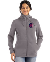 St. Louis City SC Cutter & Buck Roam Epic Versatility Recycled Womens Full Zip Hooded Jacket Elemental Grey Front
