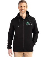 New York Jets NFL Helmet Cutter & Buck Roam Epic Versatility Recycled Mens Full Zip Hooded Jacket Black Front