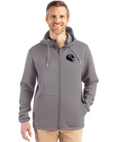 Chicago Bears NFL Helmet Cutter & Buck Roam Epic Versatility Recycled Mens Full Zip Hooded Jacket Elemental Grey Front