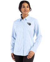 Tennessee Titans Mono Cutter & Buck Skyline Epic Confidence Recycled Gingham Womens Long Sleeve Dress Shirt  Atlas/White Front