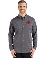 Buffalo Bills Historic Cutter & Buck Skyline Epic Confidence Recycled Gingham Mens Long Sleeve Dress Shirt Black/Elemental Grey Front