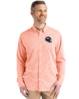 Denver Broncos NFL Helmet Cutter & Buck Skyline Epic Confidence Recycled Gingham Mens Long Sleeve Dress Shirt College Orange/White Front