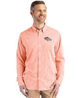 Denver Broncos Cutter & Buck Skyline Epic Confidence Recycled Gingham Mens Long Sleeve Dress Shirt College Orange/White Front