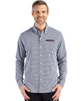 San Francisco 49ers Americana Cutter & Buck Skyline Epic Confidence Recycled Gingham Mens Long Sleeve Dress Shirt Navy Blue/White Front