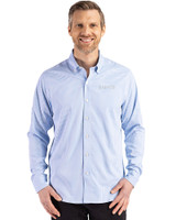 New Orleans Saints Mono Cutter & Buck Skyline Epic Confidence Recycled Gingham Mens Long Sleeve Dress Shirt Atlas/White Front