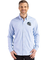 Carolina Panthers NFL Helmet Cutter & Buck Skyline Epic Confidence Recycled Gingham Mens Long Sleeve Dress Shirt Atlas/White Front