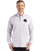 Houston Texans NFL Helmet Cutter & Buck Skyline Epic Confidence Recycled Gingham Mens Long Sleeve Dress Shirt Concrete/White Front