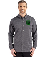 Austin FC - Cutter & Buck Skyline Epic Confidence Recycled Gingham Mens Long Sleeve Dress Shirt Black/Elemental Grey Front