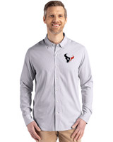 Houston Texans - Cutter & Buck Skyline Epic Confidence Recycled Pinstripe Mens Long Sleeve Dress Shirt Elemental Grey/White Front