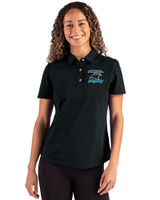 Carolina Panthers Historic Cutter & Buck Advantage Refresh Epic Confidence Recycled Womens Tri-Blend Pique Polo Black Front