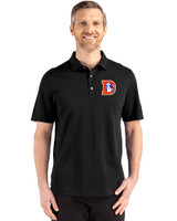 Denver Broncos Historic Cutter & Buck Advantage Refresh Recycled Cotton-Blend Pique Mens Big & Tall Polo Black Front