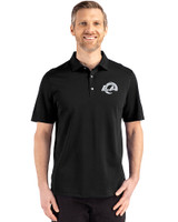 Los Angeles Rams Mono Cutter & Buck Advantage Refresh Epic Confidence Recycled Mens Big & Tall Tri-Blend Pique Polo Black Front
