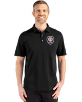 Orlando City SC Cutter & Buck Advantage Refresh Epic Confidence Recycled Mens Big & Tall Tri-Blend Pique Polo Black Front