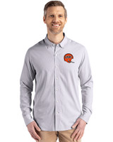 Cincinnati Bengals Historic Cutter & Buck Skyline Epic Confidence Recycled Pinstripe Mens Long Sleeve Dress Shirt Elemental Grey/White Front