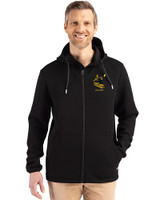 Pittsburgh Steelers Historic Cutter & Buck Roam Epic Versatility Recycled Mens Full Zip Hooded Jacket Black Front