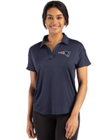 New England Patriots Cutter & Buck Coastline Epic Comfort Recycled Womens Dolman Polo Navy Blue Front