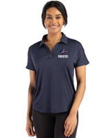 Green Bay Packers Americana Cutter & Buck Coastline Epic Comfort Recycled Womens Dolman Polo Navy Blue Front