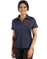 Chicago Bears Historic Cutter & Buck Coastline Epic Comfort Recycled Womens Dolman Polo Navy Blue Front