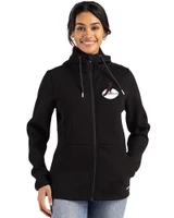 Arizona Cardinals Historic Cutter & Buck Roam Epic Versatility Recycled Womens Full Zip Hooded Jacket Black Front