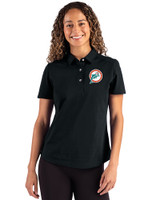 Miami Dolphins Historic Cutter & Buck Advantage Refresh Epic Confidence Recycled Womens Tri-Blend Pique Polo Black Front