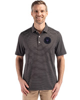 NY Mets City Connect Cutter & Buck Forge Epic Confidence Fine Line Stripe Stretch Recycled Mens Polo Black/White Front