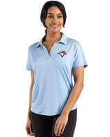 Toronto Blue Jays Cutter & Buck Coastline Epic Comfort Recycled Womens Dolman Polo Atlas Light Blue Front