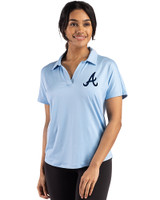 Atlanta Braves Cutter & Buck Coastline Recycled Double Peached Womens Dolman Polo Atlas Light Blue Front