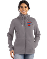 Toronto Blue Jays City Connect Cutter & Buck Roam Epic Versatility Recycled Womens Full Zip Hooded Jacket Elemental Grey Front