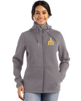 Seattle Mariners Cooperstown Cutter & Buck Roam Epic Versatility Recycled Womens Full Zip Hooded Jacket Elemental Grey Front