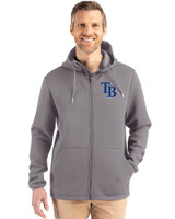 Tampa Bay Rays Cutter & Buck Roam Epic Versatility Recycled Mens Full Zip Hooded Jacket Elemental Grey Front