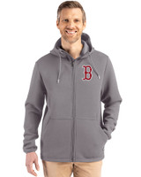 Boston Red Sox Cutter & Buck Roam Epic Versatility Recycled Mens Full Zip Hooded Jacket Elemental Grey Front