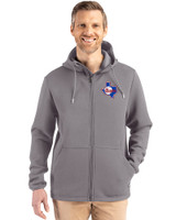 Texas Rangers Cooperstown Cutter & Buck Roam Epic Versatility Recycled Mens Full Zip Hooded Jacket Elemental Grey Front