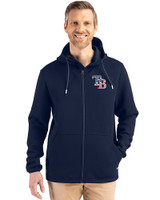 Tampa Bay Rays Stars & Stripes Cutter & Buck Roam Epic Versatility Recycled Mens Full Zip Hooded Jacket Navy Blue Front