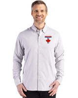 Toronto Blue Jays City Connect Cutter & Buck Skyline Epic Confidence Recycled Gingham Mens Long Sleeve Dress Shirt Concrete/White Front