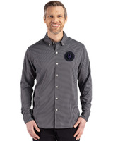 NY Mets City Connect Cutter & Buck Skyline Epic Confidence Recycled Gingham Mens Long Sleeve Dress Shirt Black/Elemental Grey Front