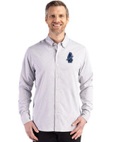 Chicago Cubs Cooperstown Cutter & Buck Skyline Epic Confidence Recycled Gingham Mens Long Sleeve Dress Shirt Concrete/White Front