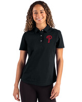 Philadelphia Phillies Cutter & Buck Advantage Refresh Epic Confidence Recycled Womens Tri-Blend Pique Polo Black Front