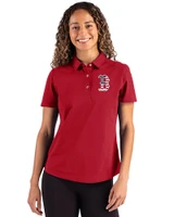 Boston Red Sox Stars & Stripes Cutter & Buck Advantage Refresh Recycled Cotton-Blend Pique Womens Polo Cardinal Red Front
