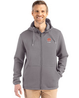 Auburn Tigers Alumni Cutter & Buck Roam Epic Versatility Recycled Mens Full Zip Hooded Jacket Elemental Grey Front