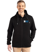 BIG 10 Conference Cutter & Buck Roam Epic Versatility Recycled Mens Full Zip Hooded Jacket Black Front