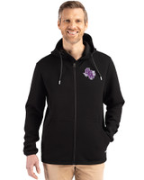 Stephen F Austin Lumberjacks Cutter & Buck Roam Epic Versatility Recycled Mens Full Zip Hooded Jacket Black Front