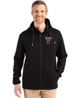 Texas A and M Aggies College Vault Cutter & Buck Roam Epic Versatility Recycled Mens Full Zip Hooded Jacket Black Front