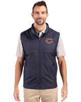 Chicago Bears Cutter & Buck Stealth Hybrid Quilted Mens Windbreaker Vest Liberty Navy Front