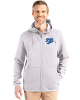 Pitt Panthers College Vault Cutter & Buck Roam Epic Versatility Recycled Mens Full Zip Hooded Jacket Solitare Front