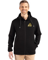 Bryant University Bulldogs Cutter & Buck Roam Epic Versatility Recycled Mens Full Zip Hooded Jacket Black Front