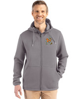 Miami Hurricanes Vintage Cutter & Buck Roam Epic Versatility Recycled Mens Full Zip Hooded Jacket Elemental Grey Front