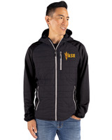Arizona State Sun Devils Cutter & Buck Rainier Primaloft Mens Eco Full Zip Hybrid Jacket Black Front